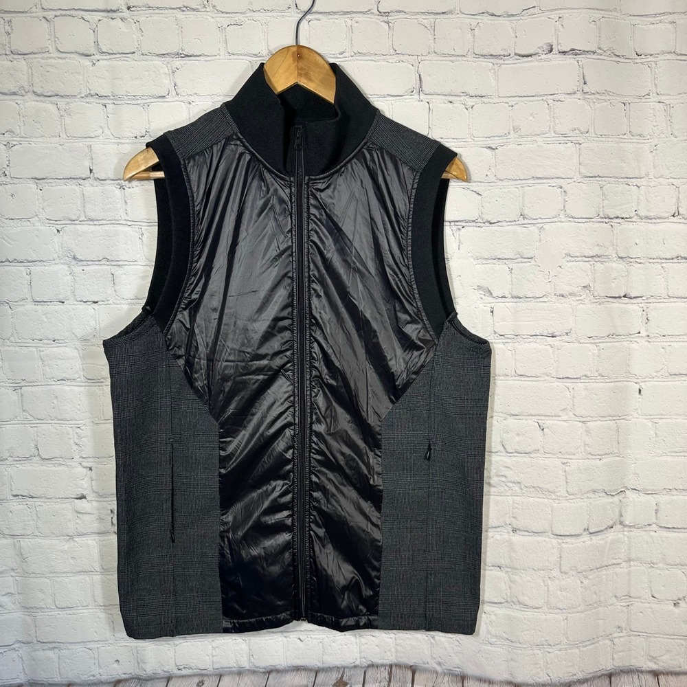 G/FORE Mens Hybrid Golf Vest‎ Grey Glen Plaid Quilted Full Zip Size M